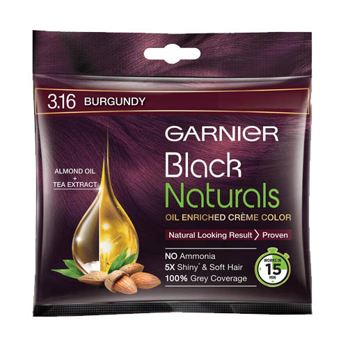 Garnier-Black-Naturals-Hair-Colour-20ml-20g-3.16-Natural-Burgundy.jpg Garnier Black Naturals Oil Enriched Ammonia Free Hair Color, Burgundy (20ml+20gm) - Image 1