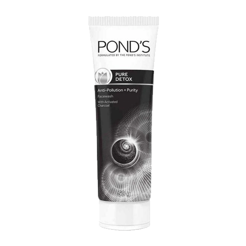 Ponds-Detox-Anti-Pollution-Purity-Face-Wash-50-g.png Ponds Bright Miracle Activated Charcoal Detox Facewash 50 gm - Image 1