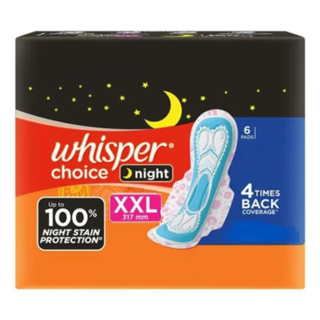 Untitled design - 2025-11-17T214519.314 Whisper Choice Nights Sanitary Pads XXL Size (6 Pads) - Image 1