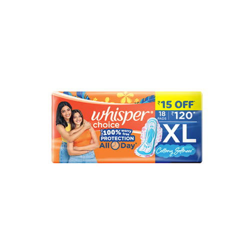 Whisper Choice Sanitary Pads XL Size (18 Pads) Whisper Choice Sanitary Pads XL Size (18 Pads)
