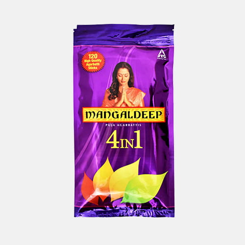 mangaldeep.jpg Mangaldeep 4 in 1 Ziplock Agarbatti 120 pcs - Image 1